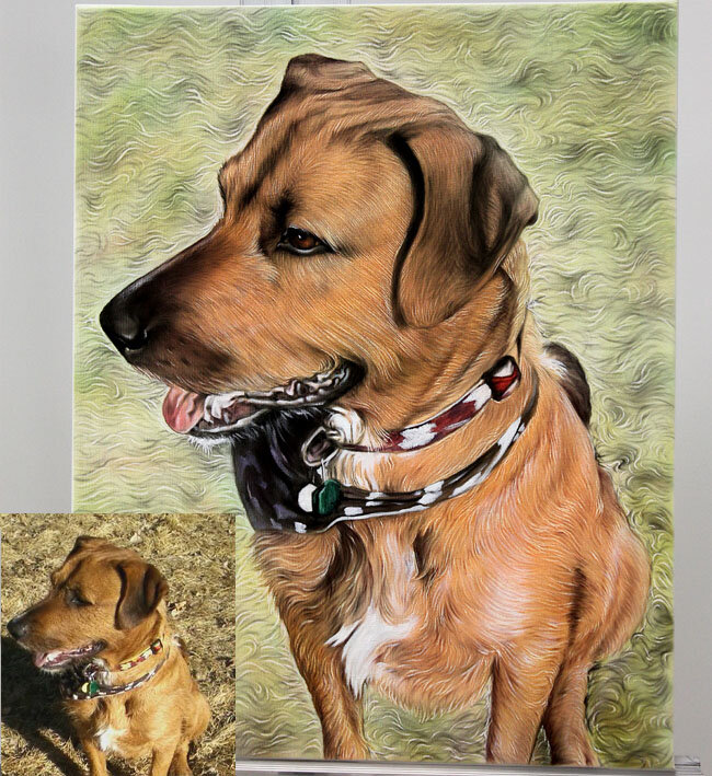 Oil portrait of a dog
