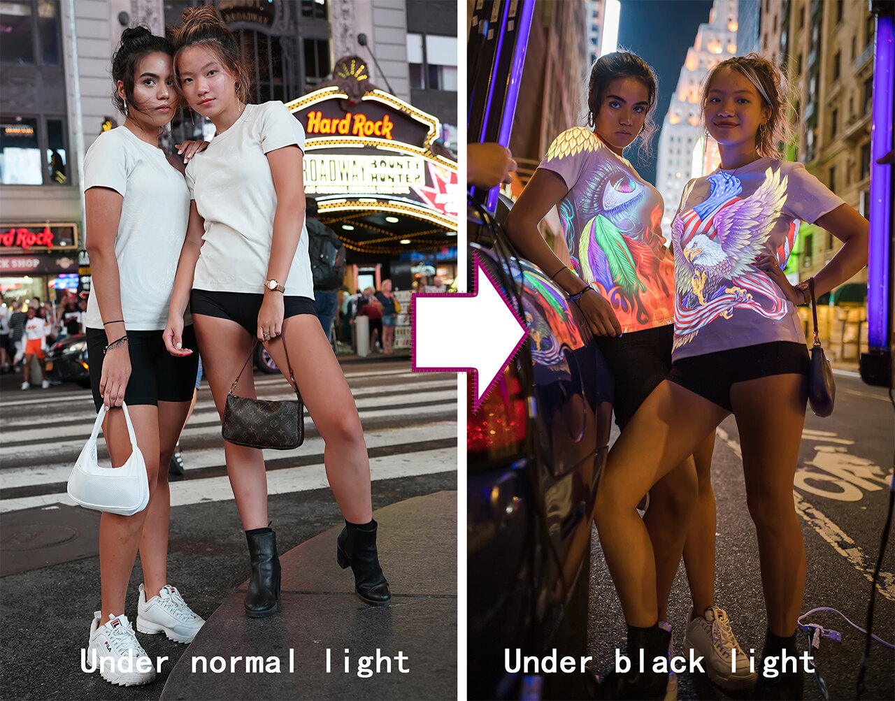 Dongbai Tang glowing UV art on a NYC street