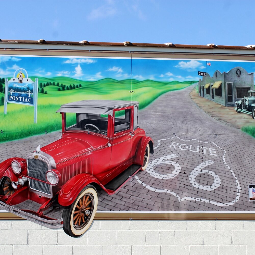 Hand-painted wall mural detail