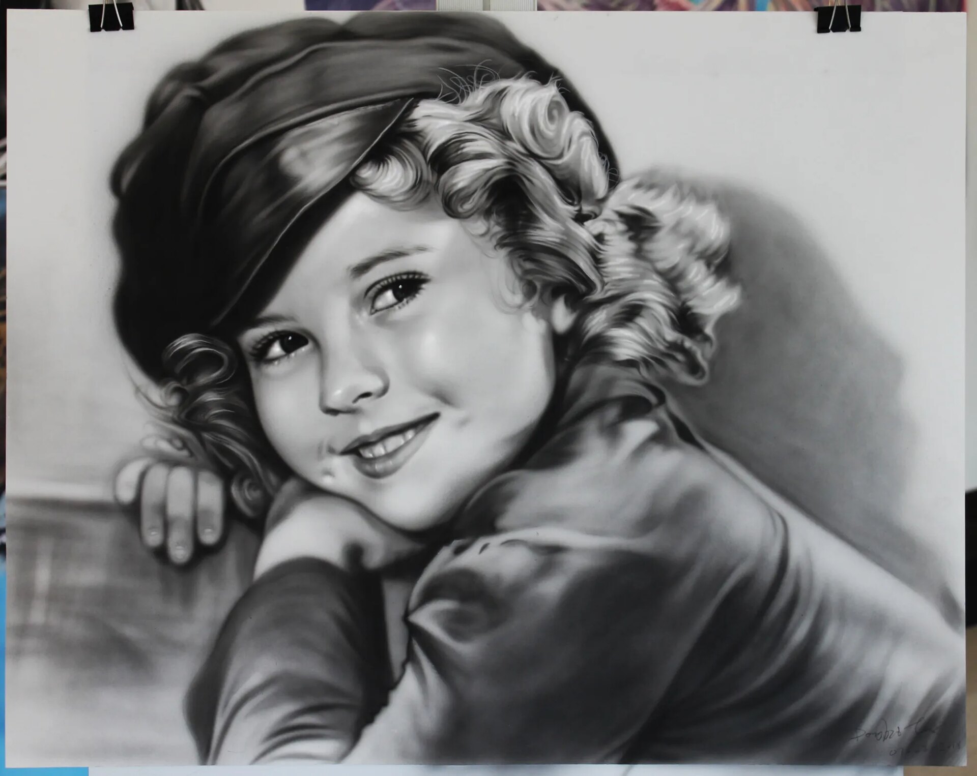 Realistic hand-painted portrait in colored pencil